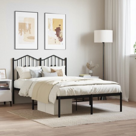 vidaXL Estructura de cama con cabecero metal negro 120x200 cm