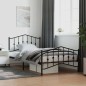 vidaXL Estructura de cama con cabecero y estribo metal negro 107x203cm