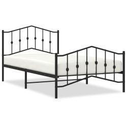 vidaXL Estructura de cama con cabecero y estribo metal negro 107x203cm