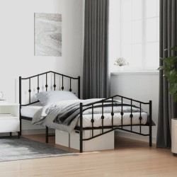vidaXL Estructura de cama con cabecero y estribo metal negro 100x190cm