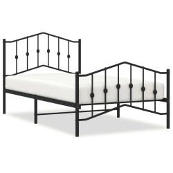 vidaXL Estructura de cama con cabecero y estribo metal negro 100x190cm