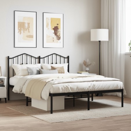 vidaXL Estructura de cama con cabecero metal negro 150x200 cm