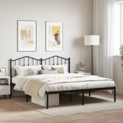vidaXL Estructura de cama con cabecero metal negro 180x200 cm