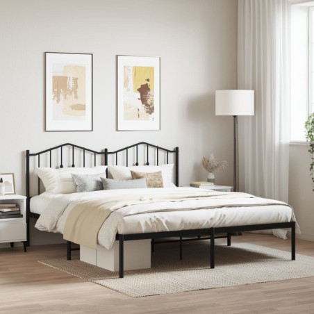 vidaXL Estructura de cama con cabecero metal negro 180x200 cm