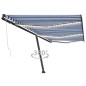 vidaXL Toldo automático LED sensor de viento azul y blanco 600x300 cm vidaXL Toldo automático LED sensor de viento azul y blanco 600x300 cm