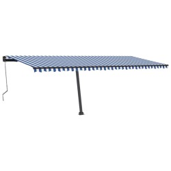 vidaXL Toldo automático LED sensor de viento azul y blanco 600x300 cm