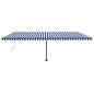 vidaXL Toldo automático LED sensor de viento azul y blanco 600x300 cm vidaXL Toldo automático LED sensor de viento azul y blanco 600x300 cm