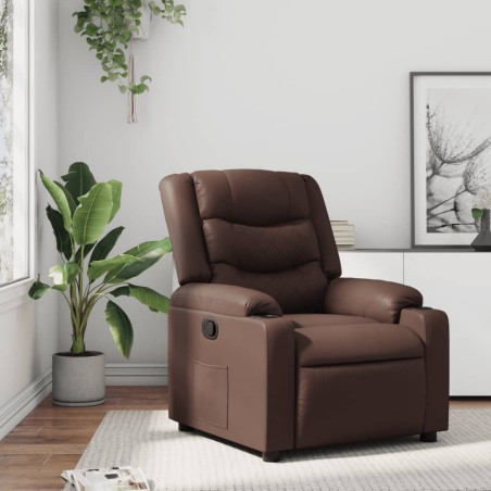 vidaXL Sillón reclinable de cuero sintético marrón