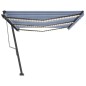 vidaXL Toldo automático LED sensor de viento azul y blanco 600x300 cm vidaXL Toldo automático LED sensor de viento azul y blanco 600x300 cm
