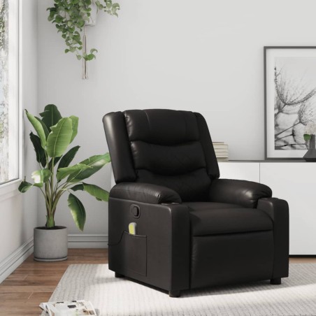 vidaXL Sillón de masaje reclinable cuero sintético negro