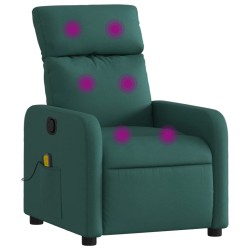 vidaXL Sillón de masaje reclinable de tela verde oscuro