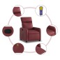 vidaXL Sillón de masaje reclinable cuero sintético rojo tinto