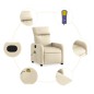 vidaXL Sillón de masaje reclinable de tela crema vidaXL Sillón de masaje reclinable de tela crema