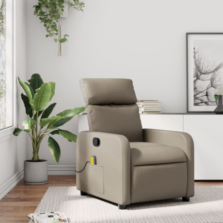 vidaXL Sillón de masaje reclinable cuero sintético color capuchino