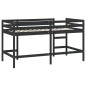 vidaXL Cama alta de niños escalera madera maciza pino negra 90x190 cm vidaXL Cama alta de niños escalera madera maciza pino negra 90x190 cm