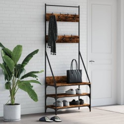 vidaXL Perchero con zapatero roble ahumado 72x34x184 cm