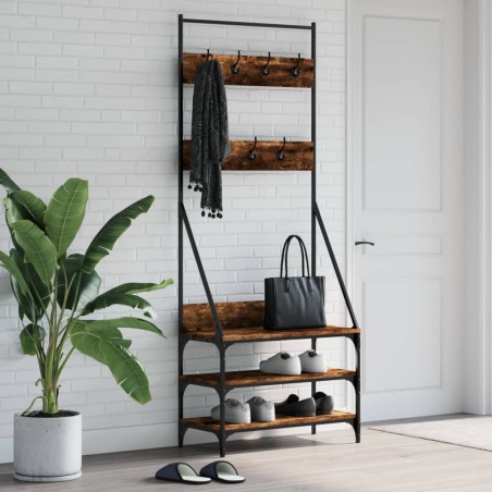 vidaXL Perchero con zapatero roble ahumado 72x34x184 cm