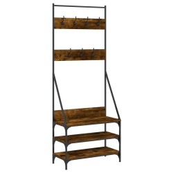 vidaXL Perchero con zapatero roble ahumado 72x34x184 cm