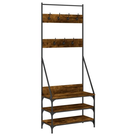vidaXL Perchero con zapatero roble ahumado 72x34x184 cm