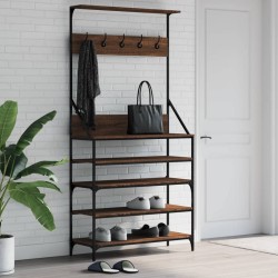 vidaXL Perchero con zapatero roble marrón 90x34x184 cm