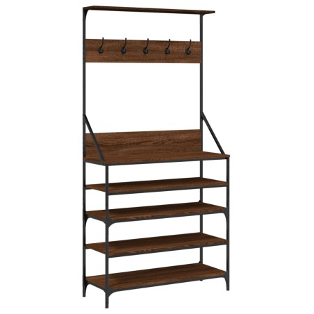 vidaXL Perchero con zapatero roble marrón 90x34x184 cm