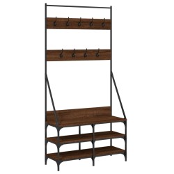 vidaXL Perchero con zapatero roble marrón 90x34x184 cm