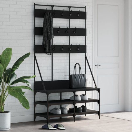 vidaXL Perchero con zapatero negro 100x40x184 cm