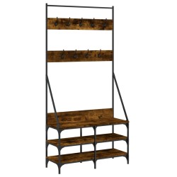 vidaXL Perchero con zapatero roble ahumado 90x34x184 cm