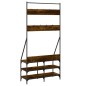 vidaXL Perchero con zapatero roble ahumado 90x34x184 cm