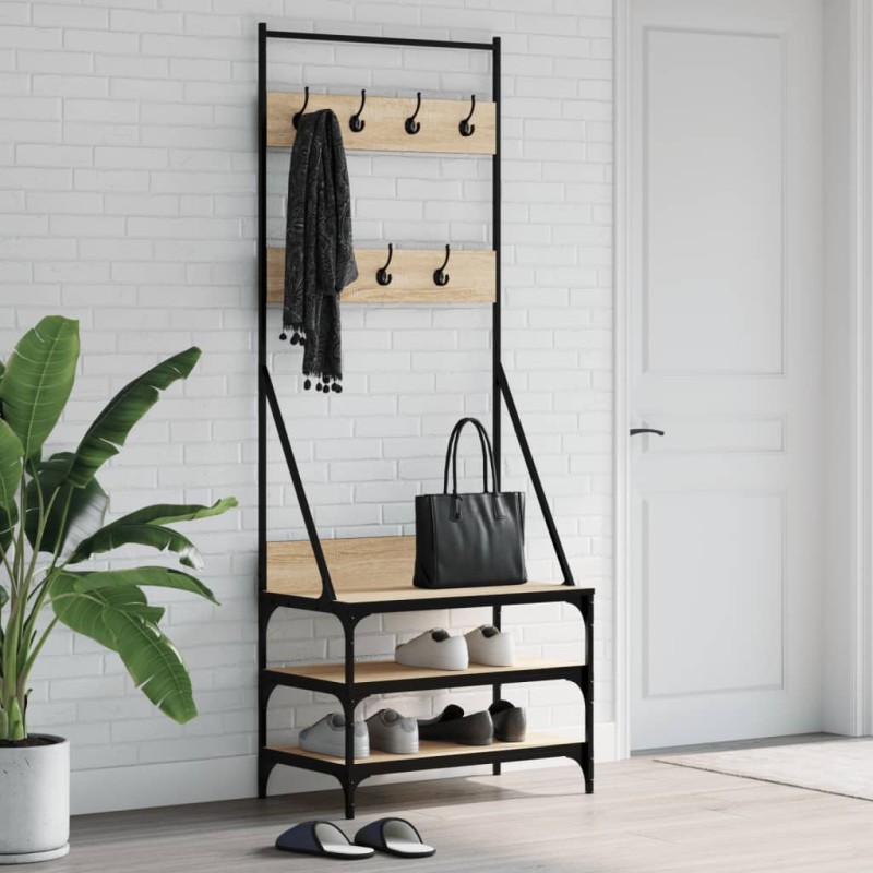 vidaXL Perchero con zapatero roble Sonoma 70x40x184 cm vidaXL Perchero con zapatero roble Sonoma 70x40x184 cm
