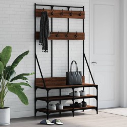 vidaXL Perchero con zapatero roble marrón 100x40x184 cm