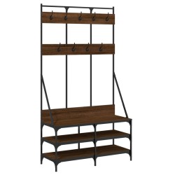 vidaXL Perchero con zapatero roble marrón 100x40x184 cm