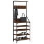 vidaXL Perchero con zapatero roble marrón 70x34x184 cm