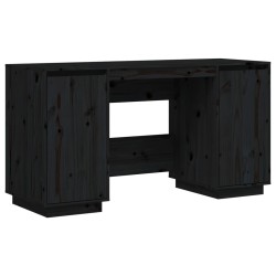 vidaXL Escritorio madera maciza de pino negro 140x50x75 cm