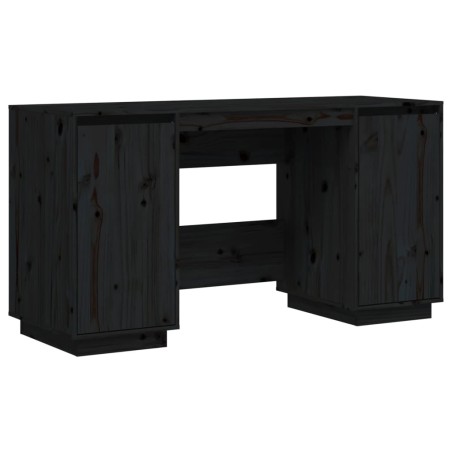 vidaXL Escritorio madera maciza de pino negro 140x50x75 cm