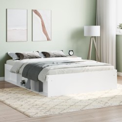 vidaXL Estructura de cama de matrimonio blanca 135x190 cm