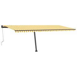 vidaXL Toldo automático LED sensor de viento amarillo blanco 600x300cm
