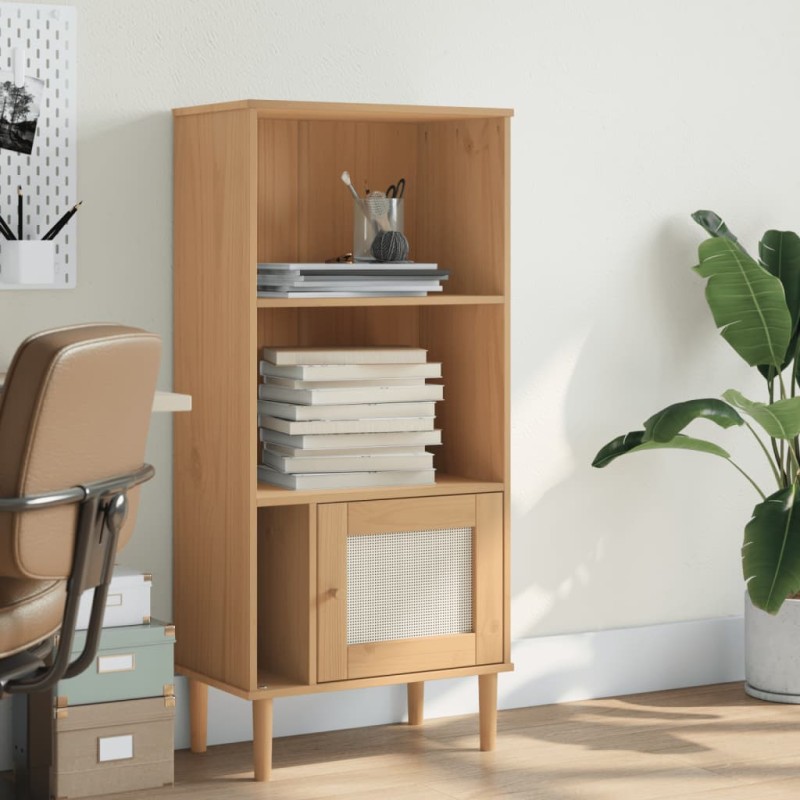 vidaXL Estantería SENJA aspecto ratán madera pino marrón 60x35x130 cm vidaXL Estantería SENJA aspecto ratán madera pino marrón 60x35x130 cm