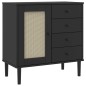 vidaXL Aparador SENJA aspecto de ratán madera pino negro 80x40x80 cm
