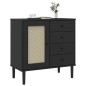 vidaXL Aparador SENJA aspecto de ratán madera pino negro 80x40x80 cm