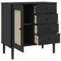 vidaXL Aparador SENJA aspecto de ratán madera pino negro 80x40x80 cm
