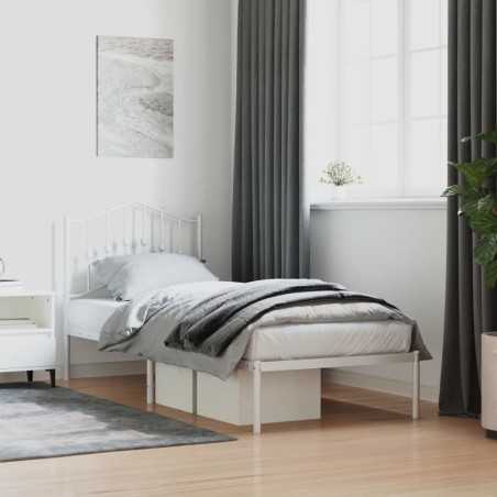 vidaXL Estructura de cama de metal con cabecero blanco 80x200 cm