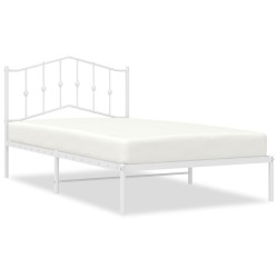 vidaXL Estructura de cama de metal con cabecero blanco 107x203 cm
