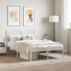 vidaXL Estructura de cama de metal con cabecero blanca 120x200 cm