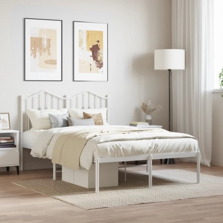 vidaXL Estructura de cama de metal con cabecero blanca 120x200 cm