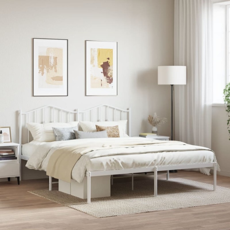 vidaXL Estructura de cama con cabecero metal blanca 160x200 cm vidaXL Estructura de cama con cabecero metal blanca 160x200 cm