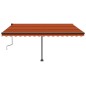 vidaXL Toldo manual retráctil con LED naranja y marrón 450x350 cm vidaXL Toldo manual retráctil con LED naranja y marrón 450x350 cm