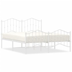 vidaXL Estructura cama metal con cabecero y estribo blanco 135x190 cm
