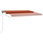 vidaXL Toldo manual retráctil con LED naranja y marrón 450x350 cm vidaXL Toldo manual retráctil con LED naranja y marrón 450x350 cm