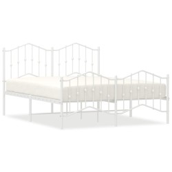 vidaXL Estructura cama metal con cabecero y estribo blanco 140x200 cm